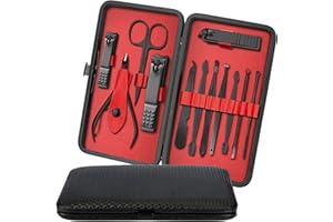 iSOUL Nail Clippers Manicure Set 12Pcs Men, Women Stainless Steel Professional Nail Clipper Set Stainless Steel Grooming Kit for Thick Nails Cuticle Remover Toenail Care Cutter Pedicure Nail Kit
