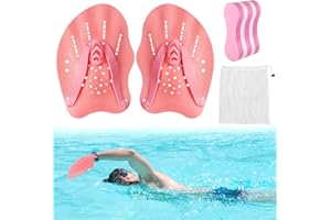 AXNSATRE Pull Buoy & Hand Paddles Set – Swimming Training Aid for Adults & Juniors – Upper Body Strength & Technique Improvement – Swim Float & Stroke Correction Equipment