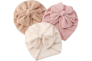 DRESHOW 3 Pezzi Cappello Turbante Bambina Cappellini Berretti e Cappellin per Infantile Bambino Neonato Ragazza