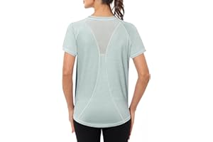 Gyabnw Camiseta Deportiva para Mujer, Camiseta de Manga Corta, Camiseta de Entrenamiento, Rápido Camisetas de Malla Mujer Yoga Fitness Top Ropa Deportiva Entrenamiento Atlético