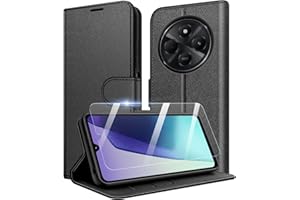 New&Teck - Funda para Xiaomi Redmi 14C/ Redmi A4, [Cierre magnético con Solapa], [Funda Tipo Cartera de Piel], [Multifuncional] + 1 [Vidrio Templado de protección] (Negro)