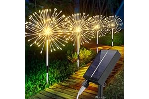 ELEUTH Luces Solares Led Exterior Jardin,4 x 120 LED Luces Solares Fuegos Artificiales,8 Modos Luces Solares Exterior Jardin con IP65 Impermeable Luces Solares Jardin para Camino,Patio,Fiestas
