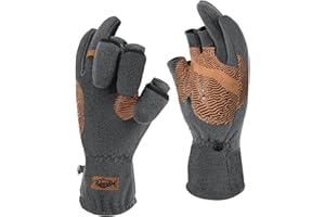 Palmyth Magnetische Fleece-Angelhandschuhe, wandelbar, 3 Finger, Eisangeln, warm für kaltes Wetter und Winter, Männer, Frauen, Fotografie, Laufen im Freien