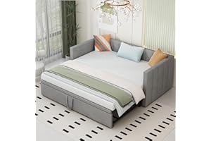 YESGIGA Łóżko tapicerowane, rozkładana sofa do spania 90/180 x 200 cm ze stelażem, łóżko wielofunkcyjne z przyjaznego dla skóry aksamitu (jasnoszare)