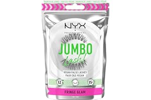NYX Professional Makeup Faux-Cils - Longue Tenue 12h - Bandes Invisibles - Réutilisables jusqu'à 15x - Formule Vegan - Jumbo Lash - Modèle : Fringe Glam (04)