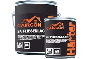 CAIRCON 2K Fliesenlack Bodenfliesen Fliesenfarbe Wand Küche Bad Platingrau - 2,5Kg