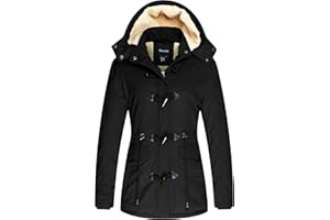 Wantdo Women's Windproof Warm Coat Winter Casual Fleece Coat Classic Cotton Hoodie Jacket Ladies Slim Fit Jacket