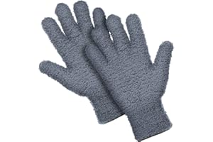 PATELAI 1 Pair Microfiber Auto Dusting Cleaning Mittens Gloves Reusable Dusting Mittens for House Cleaning, Trucks and Cars, Nice for Cleaning Mirrors Lamps Window (Grey)