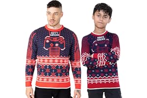 NOROZE, Jerseys para Juegos para niños y Hombres, suéter Retro de Jugador de Navidad Unisex, suéter a Juego con la Familia