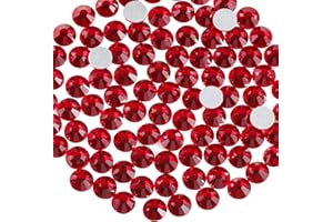 Beadsland 1440 Piezas de Diamantes de imitación de Cristal con Parte Trasera Plana,Gemas Redondas para Arte de uñas y Manualidades,Rojo Oscuro,SS3,1.2-1.4mm