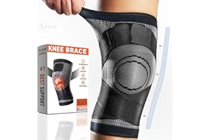 AREST Kniebandage für Damen und Männer - Kompression Kniestütze mit Seitenstabilisatoren für Meniskus und Arthrose - Bandage Knie Sport (XL)