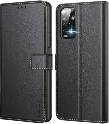 HONLEN Custodia Portafoglio Magnetica Per Redmi Note 11 / Note 11S (4G) – Pelle PU Con 2 Slot Carte E Funzione Stand, Nero - 4