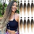 Leeven Pre Stretched Braiding Hair 8 Packs 26 Inch Professional Itch Free Low Temperature Synthetic Fiber Crochet Braided Crochet Hair Braiding Hair Extension Twist Braid (1B/27/613#)