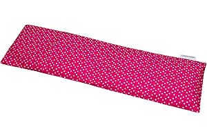 CARREDANA Saco térmico cervical de semillas de trigo y lavanda con funda lavable 50x16cm (motitas fucsias)