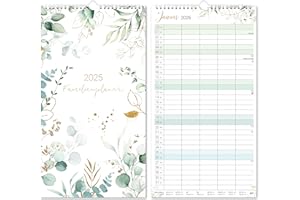 ARTFAN Calendrier familial 2025 – Planning familial 2025 – 5 colonnes, calendrier mural 2025 de janvier 2025 à décembre 2025, 43,4 x 23,5 cm, feuilles