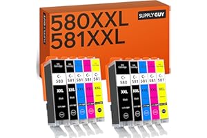 Supply Guy 10 XXL kartridże z czipem kompatybilne z Canon PGI-580 CLI-581 TR7500 TR7550 TR8550 TS6100 TS6150 TS6151 TS6250 TS6251 TS6350 TS6351 TS705 TS9550 TS9551c