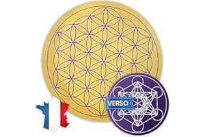 VIBRATIS Fleur de Vie en Bois pour Recharger Les Pierres et Pendules Divinatoire & Cube de Metatron ⌀15CM - 100% Fabriqué en France