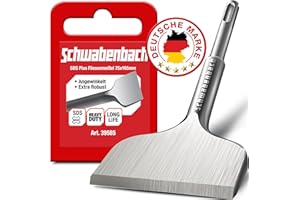 SCHWABENBACH ® Fliesenmeißel SDS Plus 75 x 165mm - Ideal zum Abtragen von Verputz - Fliesen entfernen Werkzeug - Flachmeißel - Extra Gehärtete Spitze - Mauer schnell Abstemmen mit Bohrhammer Meißel