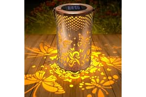 CHIVENIDO Solar Lantern for The Garden, Hanging Solar Garden Lights Ornaments, IP65 Waterproof Metal Outdoor Lanterns for Outside Patio Balcony Yard Table Pathway (Butterfly)