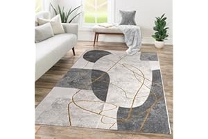 TT Home Tappeto Camera Da Letto Soggiorno Pelo Corto Disegno Geometrico 3D Astratto, Colore:Grigio Beige, Dimensione:160x230 cm