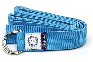 ‎AGREENIE aGreenie Premium Yoga Gurt aus 100% Baumwolle - 240 x 3,8cm / Yoga Band für eine intensivere Dehnung/Yogagurt mit ultrastabilen Verschlüssen + gratis Trainings-Anleitung hellblau