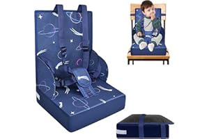 YARDIN Rehausseur de chaise pour enfant, siège booster pour la table, lavable, portable, rehausseur de siège flexible avec dossier, coussin de siège enfant pour la maison et les déplacements, bleu