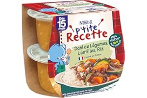 NESTLÉ BÉBÉ - P'TITE RECETTE - DAHL DE LÉGUMES, LENTILLES, RIZ - DÈS 15 MOIS PACK DE 2X200G