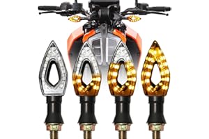 JMTBNO 4Pcs LED Motorrad Blinker E-geprüft 12 LEDs Miniblinker Bernstein 12V Universal Sequentiell Lauflicht Tagfahrlicht Wasserdicht M10 für Street Bike Sport Bike Cruiser Roller Scooter Quad