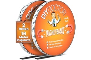 DIY Doctor Cinta Magnética para Mosquiteras (16m) – Autoadhesiva 8m + 8m con Polaridad A+B – Se Puede Cortar para Ventanas y Puertas