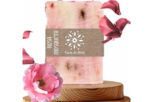 SAVIA DE ALMA Jabón de Rosa Mosqueta Artesanal y Vegano – Jabón en Barra Facial, de Manos y Cuerpo | Hidratante, Regenerador y Biodegradable | Hecho en España con Ingredientes Naturales | 100 g (1, Rosa Mosqueta)