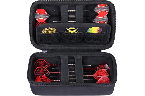 co2CREA Étui de Rangement Rigide en EVA pour Fléchettes à Pointe en Acier ou Souple, Transport avec Poches en Maille pour Pointes, Tiges, Vols et Autres