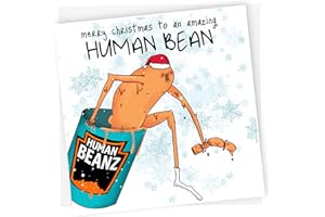 NOTNICETHINGS The Hooman Bean Card, Funny Christmas Cards for Men and Women, Hilarious, Vegetarian and Vegan Christmas Card