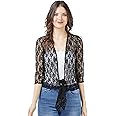 AOL Women's Front Open Net Shrug with Tie Knot