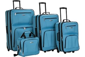 Rockland Luggage Journey Softside - Juego Vertical, Turquoise, Talla única, Juego de Equipaje de 4 Piezas