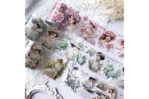 Arpaper Aesthetic Washi Tape Set de 3 rollos, cinta de PET para niñas, flores, scrapbooking pegatinas, decoración para diario, diario, planificador, artes para manualidades (Serie 1)