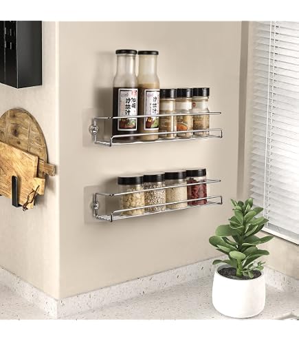 Cupboard Organiser Devesanter Spice Rack Wall 2 Pack 60c With 6 Hooks ...