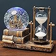 Goodern LED Crystal Snow Globe with Hourglass Timer Retro Castle Globe with Color Changing LED Lights Home Exquisite Decoration Statue Figurine Table Centerpieces Ornaments for Home Decor-Brass