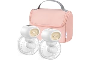 Nuliie Wearable Breast Pump Electrical with Storage Bag, LED Display, 4 Modes and 12 Suction Levels, Portable Hands Free Breast Pump with 14/17/20/24/27mm Flange (2 Packs, Light White)