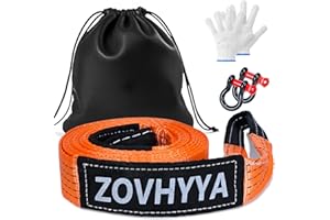 ZOVHYYA Abschleppseil Abschleppseil PKW 5M x 5CM 8T Abschleppschlinge Notfall-Abschleppgurt Dicker und Breiter Nylon-Abschleppseil mit Zwei dicken U-förmigen Haken Handschuhen Für Autos, SUVs, LKW