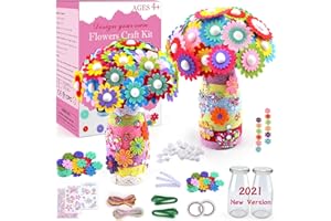 YOUERLS Art and Craft Kit for Kids Make Your Own Flower Bouquet with Buttons and Felt Flowers, Childrens Toys DIY Flower Craft Kit, Birthday Gift for Girls Age 6 7 8 9 10 11 12 Years Old