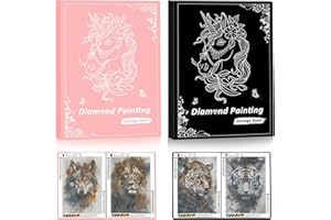 Bellatoi 2Pcs Diamond Painting Album A3, Affichage Livre pour Peinture Diamant, Livre de Rangement pour Protéger Les Peintures Diamant(Noir & Rose Licorne, 30 Pages Chacun)