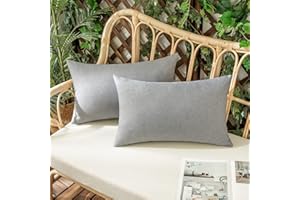 Woaboy 2 Piezas Aire Libre Funda de Cojines Impermeable Funda de Almohada Exterior Suave Cojín Suave Decorativos Decoracion Moderna para Jardín Sofá Silla Balcones Camping 30x50cm Gris Claro