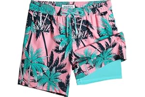 MaaMgic 2 en 1 Bañador con Forro de Compresión con Cremallera Hombre Shorts de Baño Shorts de Playa Traje de Baño para Natación Secado Rápido para Vacaciones
