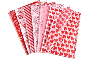 NEBURORA Lot de 72 feuilles de papier de soie pour la Saint-Valentin 35x50 cm Papier d'emballage en forme de cœur pour la Saint-Valentin, pour bricolage, décoration de fête de mariage