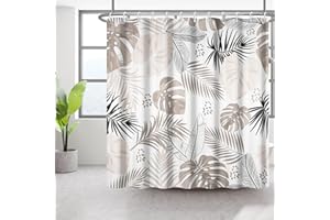 Bovlleetd 152x183cm Bohémien Tenda da Bagno Impermeabile Arte Astratta Tenda da Doccia Metà Secolo Pianta Tropicale Tende da Doccia Lavabile Vasca da Bagno Tenda Decorativa con Gancio
