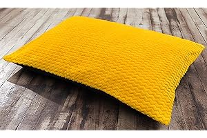 ASHLEY MILLS Large Jumbo Floor Garden Indoor Cushion Soft Hollow Fibre Chunky Filled Booster (78cm x 120cm, Chevron Faux Fur Ochre / Yellow)