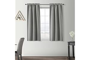 GIRASOLE HOME® Coppia Tende Semi Oscuranti Antifiamma Ideali per Cucina Ristorante Albergo Fantasia a Tratteggi Tessuto Ignifugo Certificato Tenda Isolante 2 Pannelli (70x145cm, Grigio)