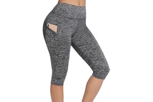 FITTOO Capri Leggings for Women High Waisted Leggings with Pockets 3/4 Length Sports Workout Gym Running Yoga Pants