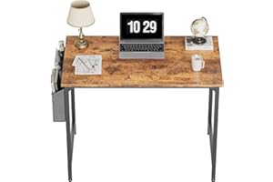 CubiCubi Study Computer Desk 80x50x75cm Home Office Writing Small Desk, Modern Simple Style PC Table, Black Metal Frame, Rustic Brown