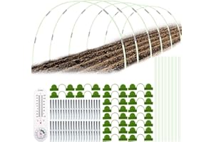 ASOFTY Cerchi da Giardino per Serra, 50 Bbarre in Fibra di Vetro con 40 Tubi di Collegamento, 32 Morsetti e Termometro, Archi per Serra da Giardino, Serra Tunnel Archi per Piante, Frutta, Verdura
